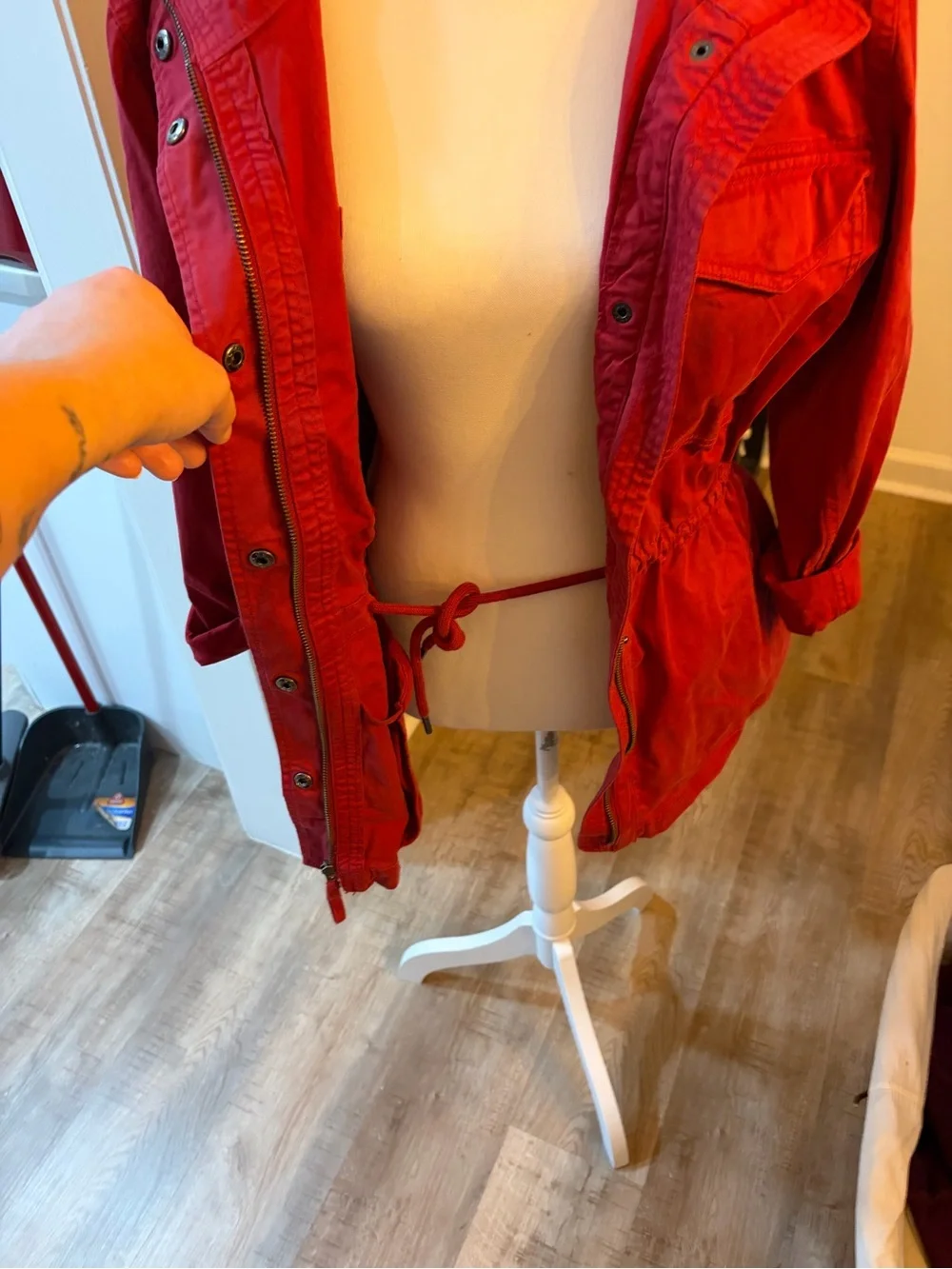 Style & Co. Red Women’s Utility Jacket with Cinched Waist